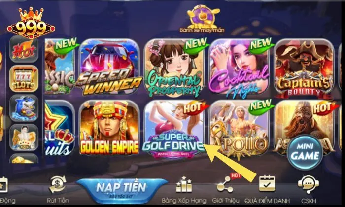 Super Golf Drive 999BET Tìm kiếm "Super Golf Drive" tại mục Slot Game của trang chủ 999BET